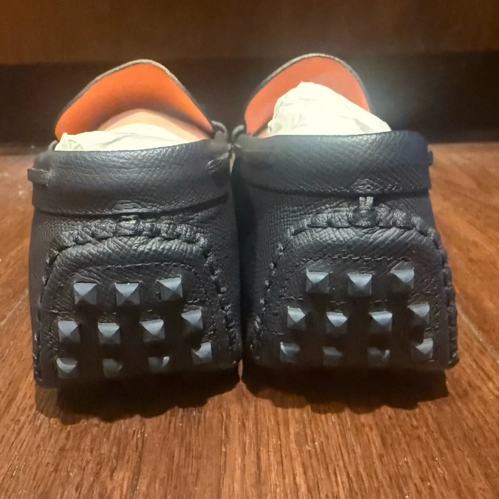 AUTHENTIC MENS HERMES ALLESANDRO LEATHER LOAFERS, SIZE US 9.5, NAVY - Picture 10 of 15